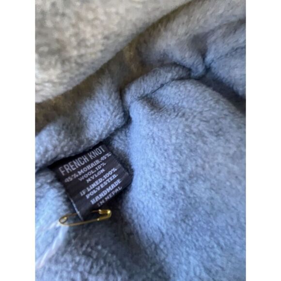 NWT French Knot Mohair Hat Beanie With Embroidery Ivory Free Size - Picture 9 of 10